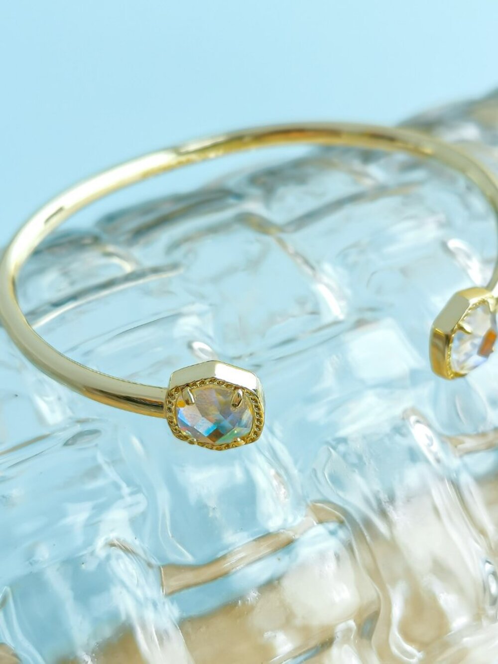 Kendra Scott Cuff Bracelet - Davie - Dichroic Glass Gold